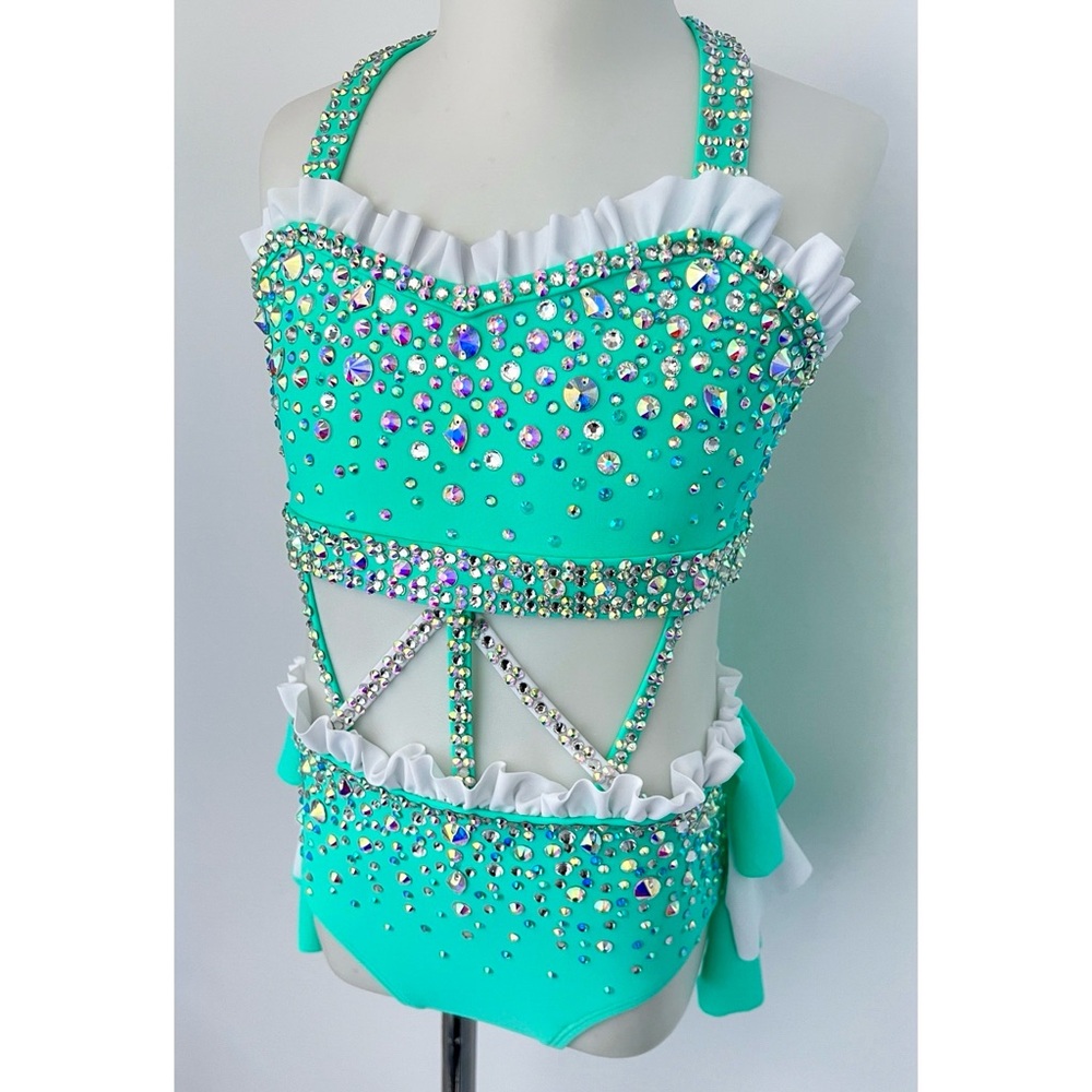Turquoise Rhinestone Dance Costume